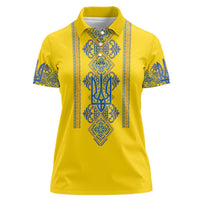 Vyshyvanka Day Women Polo Shirt Ukrainian Folk Traditions Pattern Yellow Version