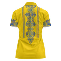 Vyshyvanka Day Women Polo Shirt Ukrainian Folk Traditions Pattern Yellow Version