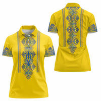 Vyshyvanka Day Women Polo Shirt Ukrainian Folk Traditions Pattern Yellow Version
