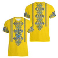 Vyshyvanka Day Women V-Neck T-Shirt Ukrainian Folk Traditions Pattern Yellow Version