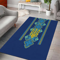 Vyshyvanka Day Area Rug Ukrainian Folk Traditions Pattern Blue Version