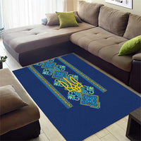 Vyshyvanka Day Area Rug Ukrainian Folk Traditions Pattern Blue Version
