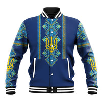 Vyshyvanka Day Baseball Jacket Ukrainian Folk Traditions Pattern Blue Version