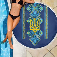 Vyshyvanka Day Beach Blanket Ukrainian Folk Traditions Pattern Blue Version