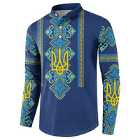 Vyshyvanka Day Button Sweatshirt Ukrainian Folk Traditions Pattern Blue Version