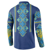 Vyshyvanka Day Button Sweatshirt Ukrainian Folk Traditions Pattern Blue Version