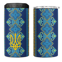 Vyshyvanka Day 4 in 1 Can Cooler Tumbler Ukrainian Folk Traditions Pattern Blue Version