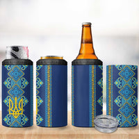 Vyshyvanka Day 4 in 1 Can Cooler Tumbler Ukrainian Folk Traditions Pattern Blue Version
