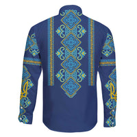 Vyshyvanka Day Family Matching Long Sleeve Bodycon Dress and Hawaiian Shirt Ukrainian Folk Traditions Pattern Blue Version