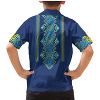 Vyshyvanka Day Family Matching Mermaid Dress and Hawaiian Shirt Ukrainian Folk Traditions Pattern Blue Version