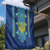 Vyshyvanka Day Garden Flag Ukrainian Folk Traditions Pattern Blue Version