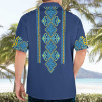 Vyshyvanka Day Hawaiian Shirt Ukrainian Folk Traditions Pattern Blue Version