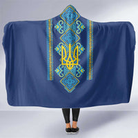 Vyshyvanka Day Hooded Blanket Ukrainian Folk Traditions Pattern Blue Version