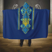 Vyshyvanka Day Hooded Blanket Ukrainian Folk Traditions Pattern Blue Version