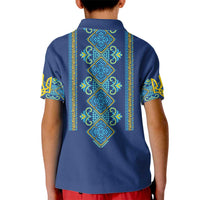 Vyshyvanka Day Kid Polo Shirt Ukrainian Folk Traditions Pattern Blue Version