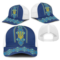 Vyshyvanka Day Mesh Trucker Cap Ukrainian Folk Traditions Pattern Blue Version