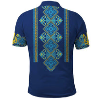 Vyshyvanka Day Polo Shirt Ukrainian Folk Traditions Pattern Blue Version