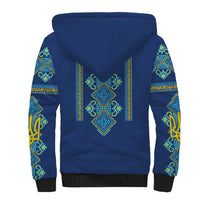 Vyshyvanka Day Sherpa Hoodie Ukrainian Folk Traditions Pattern Blue Version