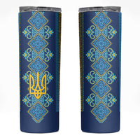 Vyshyvanka Day Skinny Tumbler Ukrainian Folk Traditions Pattern Blue Version