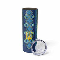 Vyshyvanka Day Skinny Tumbler Ukrainian Folk Traditions Pattern Blue Version
