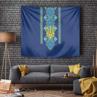 Vyshyvanka Day Tapestry Ukrainian Folk Traditions Pattern Blue Version