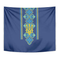 Vyshyvanka Day Tapestry Ukrainian Folk Traditions Pattern Blue Version