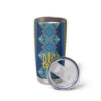 Vyshyvanka Day Tumbler Cup Ukrainian Folk Traditions Pattern Blue Version