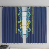 Vyshyvanka Day Window Curtain Ukrainian Folk Traditions Pattern Blue Version