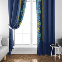 Vyshyvanka Day Window Curtain Ukrainian Folk Traditions Pattern Blue Version