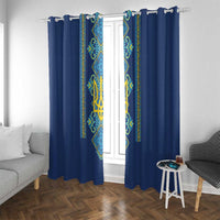 Vyshyvanka Day Window Curtain Ukrainian Folk Traditions Pattern Blue Version