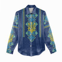 Vyshyvanka Day Women Casual Shirt Ukrainian Folk Traditions Pattern Blue Version