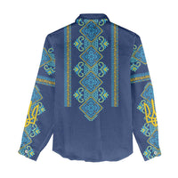 Vyshyvanka Day Women Casual Shirt Ukrainian Folk Traditions Pattern Blue Version