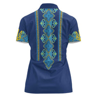 Vyshyvanka Day Women Polo Shirt Ukrainian Folk Traditions Pattern Blue Version