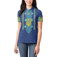 Vyshyvanka Day Women Polo Shirt Ukrainian Folk Traditions Pattern Blue Version