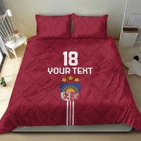 Custom Latvia Football Bedding Set Latvijas Go Champion Folk Pattern