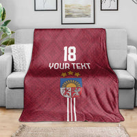 Custom Latvia Football Blanket Latvijas Go Champion Folk Pattern