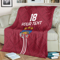 Custom Latvia Football Blanket Latvijas Go Champion Folk Pattern