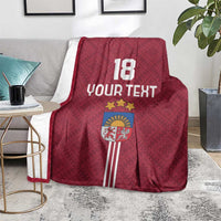 Custom Latvia Football Blanket Latvijas Go Champion Folk Pattern