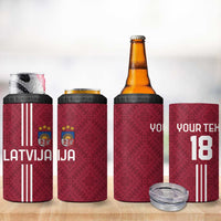 Custom Latvia Football 4 in 1 Can Cooler Tumbler Latvijas Go Champion Folk Pattern