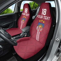 Custom Latvia Football Car Seat Cover Latvijas Go Champion Folk Pattern