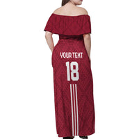 Custom Latvia Football Family Matching Off Shoulder Maxi Dress and Hawaiian Shirt Latvijas Go Champion Folk Pattern