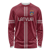 Custom Latvia Football Long Sleeve Shirt Latvijas Go Champion Folk Pattern
