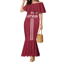 Custom Latvia Football Mermaid Dress Latvijas Go Champion Folk Pattern