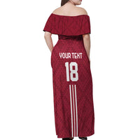 Custom Latvia Football Off Shoulder Maxi Dress Latvijas Go Champion Folk Pattern