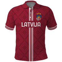 Custom Latvia Football Polo Shirt Latvijas Go Champion Folk Pattern