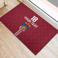 Custom Latvia Football Rubber Doormat Latvijas Go Champion Folk Pattern