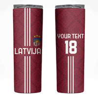 Custom Latvia Football Skinny Tumbler Latvijas Go Champion Folk Pattern