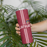 Custom Latvia Football Skinny Tumbler Latvijas Go Champion Folk Pattern