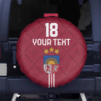 Custom Latvia Football Spare Tire Cover Latvijas Go Champion Folk Pattern