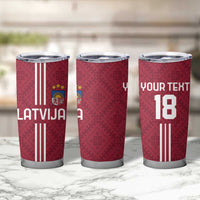Custom Latvia Football Tumbler Cup Latvijas Go Champion Folk Pattern